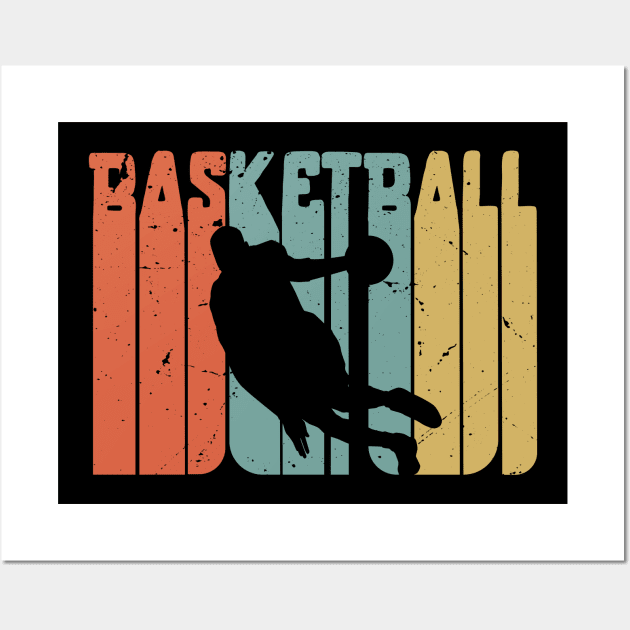 Vintage Retro Basketball / basketball lover / basketball fan / basketball gift idea / basketball present Wall Art by Anodyle